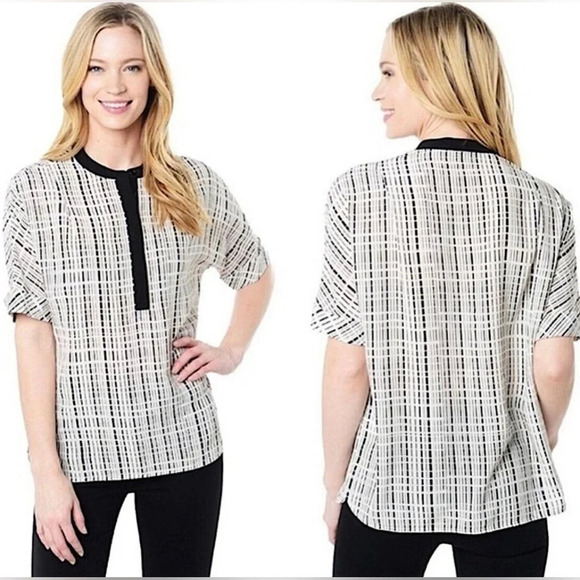 Vince Silk Print Top V Neck Elbow Sleeve Office Career Quiet Luxury 4 *Read - Picture 12 of 12